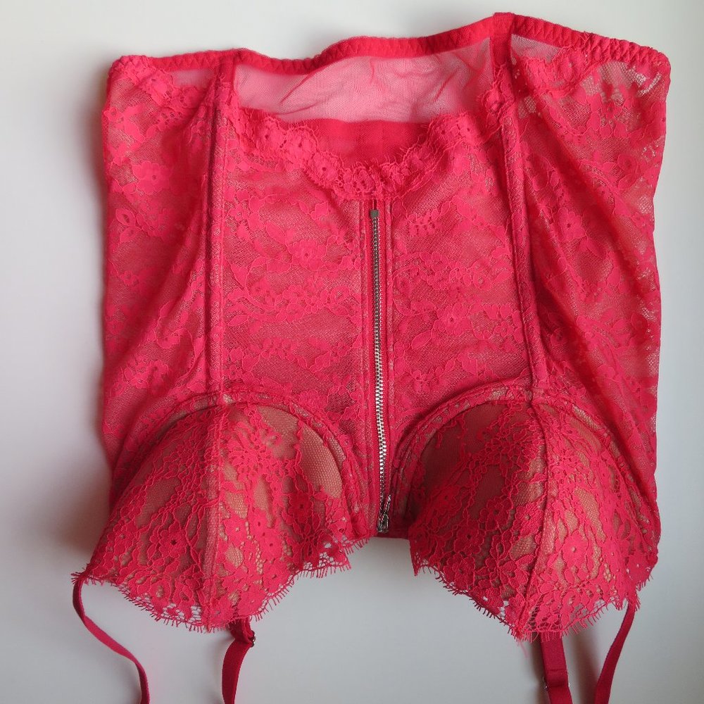 Red Lace Zip Victoria's Secret Corset